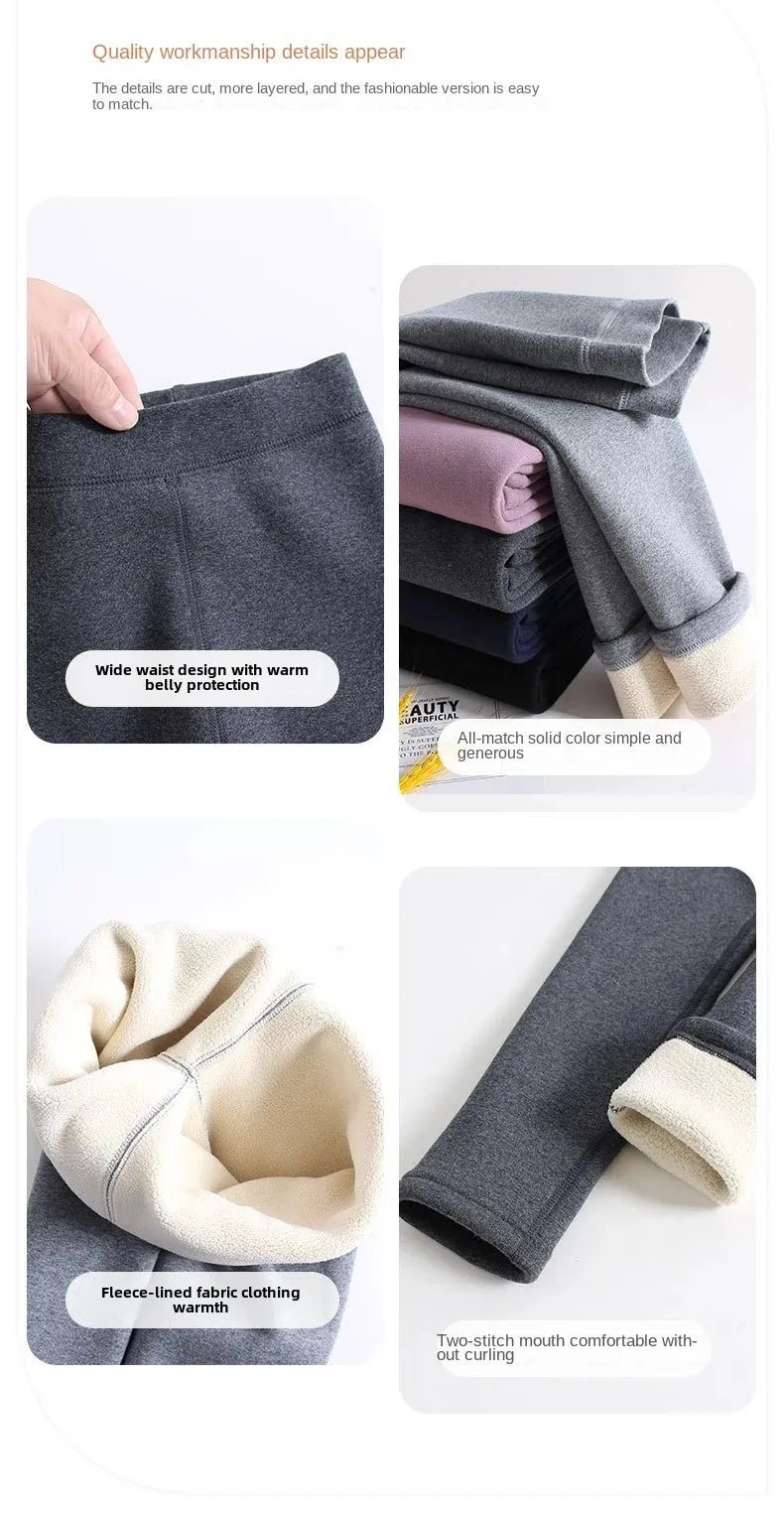 Girls Leggings Boneless Fleece Thickened Autumn Winter Fleece Pants Children's Leggings Winter Solid Color Trousers Outer Wear