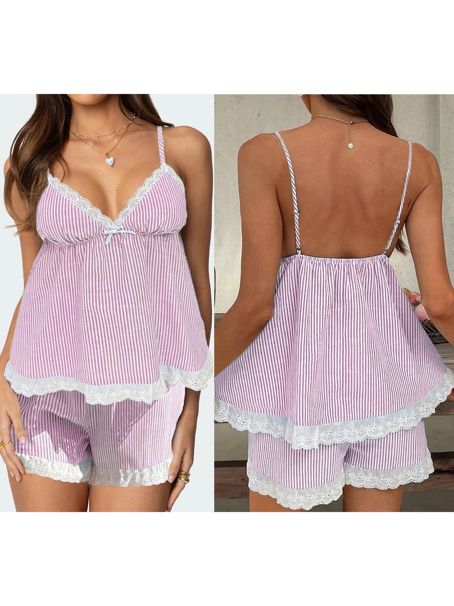 Women s Pajama Set Floral Print V-Neck Sleeveless Camisole with Matching Shorts Sleepwear Loungewear Set for Ladies