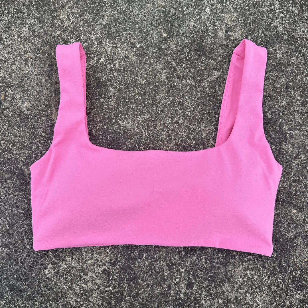 Solid Color Hollow back shoulder straps Square collar Gym Yoga Underwear Women  Fitness sport Bra Top Comprehensive Training pad