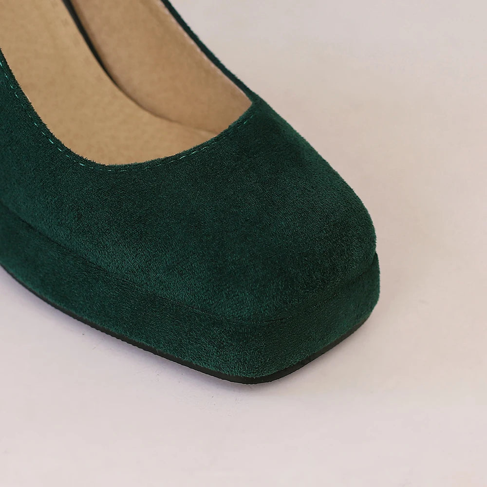 Punk Platform High Heels Women's  Ankle Strap Mary Janes Shoes Woman Luxury Green Beige block Heeled Party Shoes Chunky Pumps