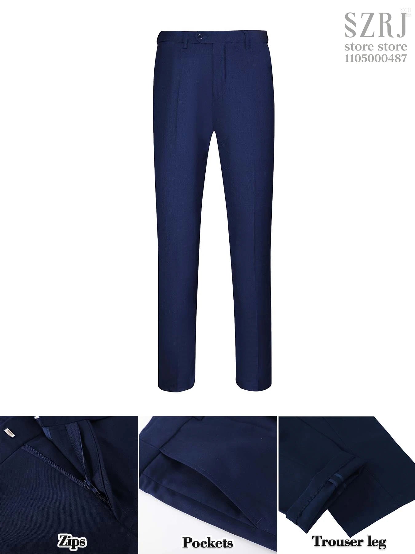 4pcs Men's Suit: Blazer, Vest, Pants, Black Tie.  One Button, Plain Color Tuxedo. Regular Fit. For Wedding, Groomsman Attire.