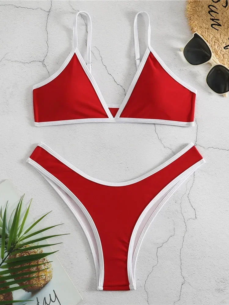 Sexy Bikini 2025 Swimsuit Women Swimwear Beachwear Female Bathing Suit Patchwork Basic Bikini set 2 piece Push-up Swim Suits