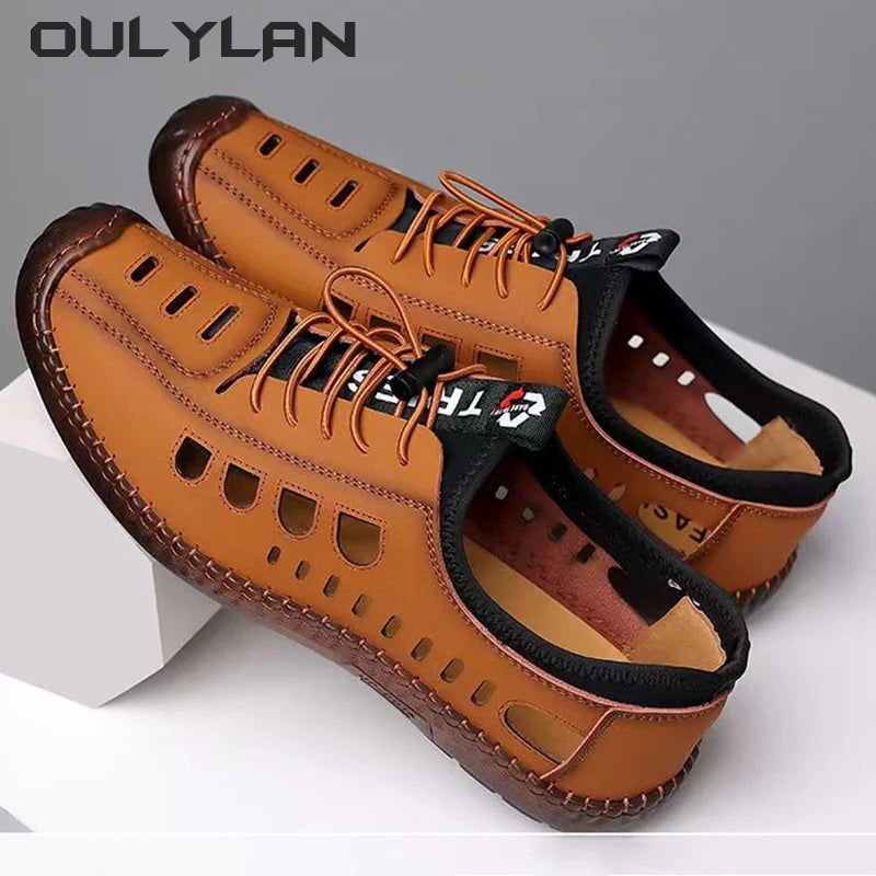 Summer Men's Casual Sandals Fashion Hollow Out Breathable Shoes Flat Business Soft Bottom  Sandalias Outdoor Beach Shoes