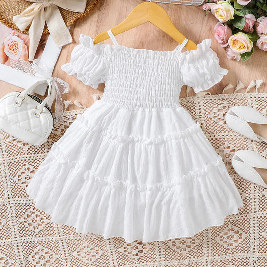 2025 New Girl's Dress with Embroidered Sleeves and Splicing Cake Skirt for Baby Girls 2 and 6 Years Old, Fashionable and Stylish