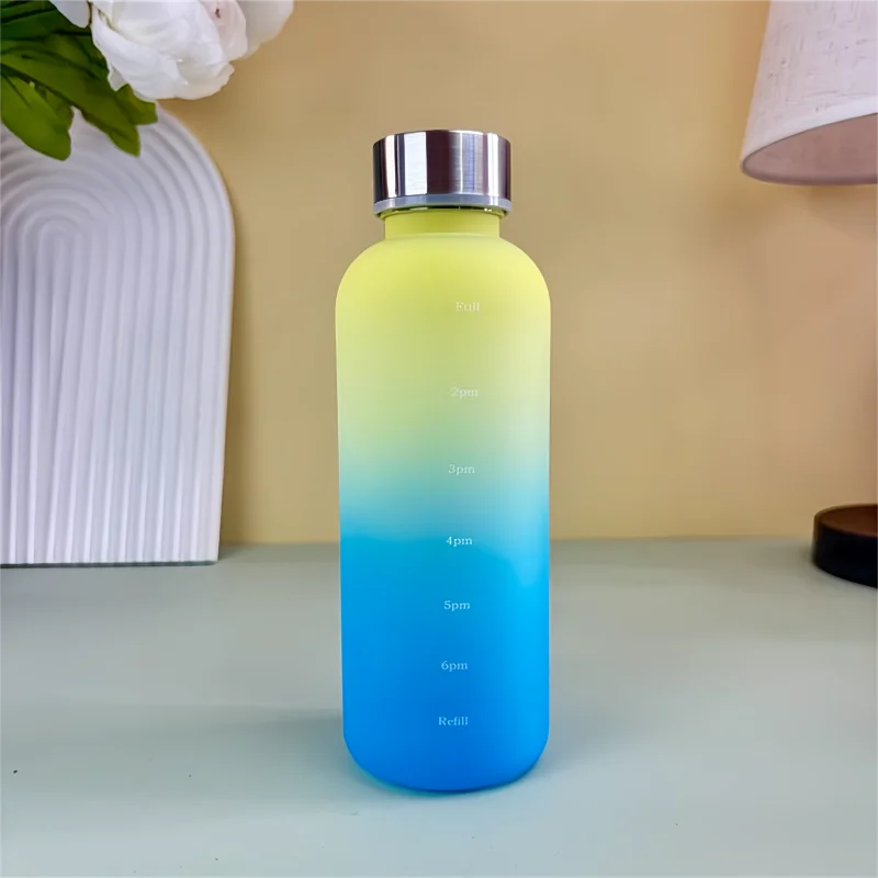 550ml Bottle With Time Marker Motivational Reusable Fitness Sports Outdoors Travel Leakproof BPA Free Frosted Plastic