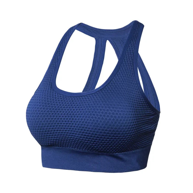 Workout Gym Bras Mesh Padded Sports Bra Hollow Out Top Women Seamless Breathable Backless Push Up Fitness Yoga Bras Crop Top
