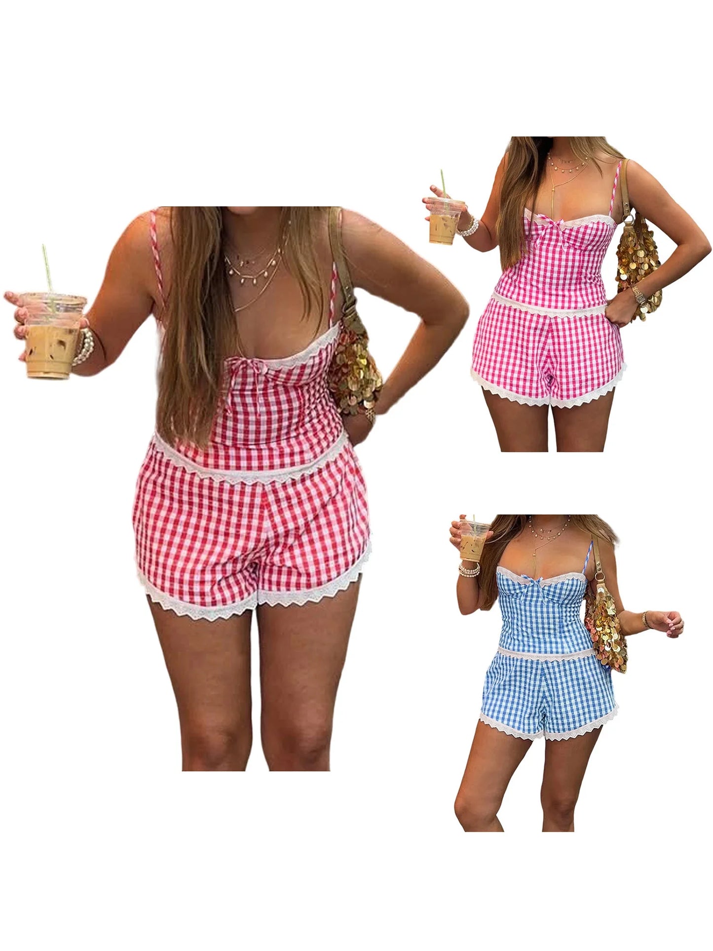 Women s 2 Piece Pajama Set with Floral Prints and Ruffle Details Sleeveless Top and Elastic Waist Shorts for Cozy Loungewear