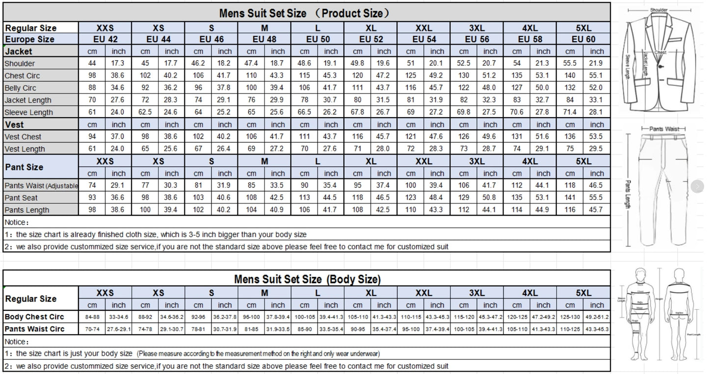 New Men's Suits 3 Pieces Groom Bestman Slim Fit Wedding Prom Party Tuxedo Elegant Formal Events Dress Suit (Blazer+Pants+Vest)