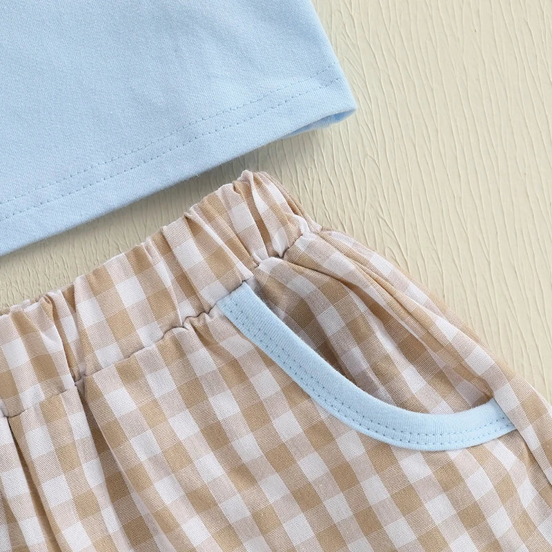 Boys Summer Outfit Set Short Sleeve Graphic Tee with Denim Shorts Toddler Set Casual Clothing for Kids