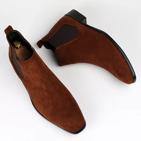 Men's Chelsea Boots Versatile Fashionable Short Boots Small Square Head Designer Shoes Heels Cowgirl Boots