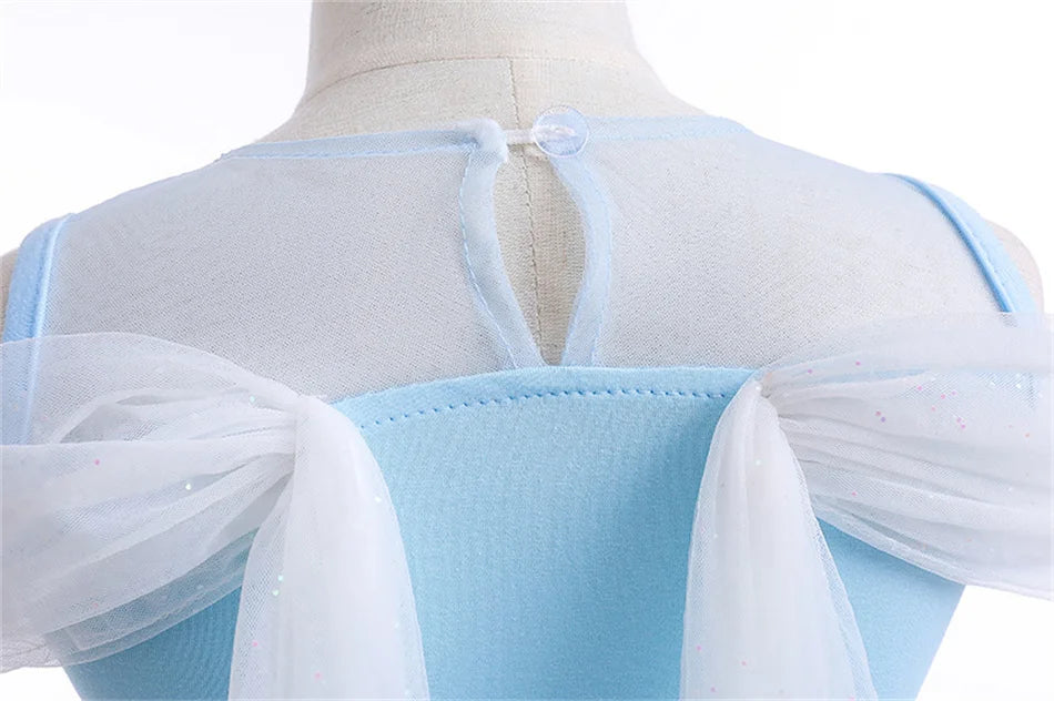 Elsa Summer Princess Dress Girls Cosplay Masquerade Party Vestidos Kids Birthday Clothes Children Carnival Halloween Gown