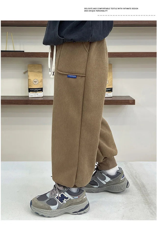 New Winter Thick Fleece Sweatpants for Girls Boys Casual Warm Sports Leisure Trousers Children 2-10 Years Autumn Wear