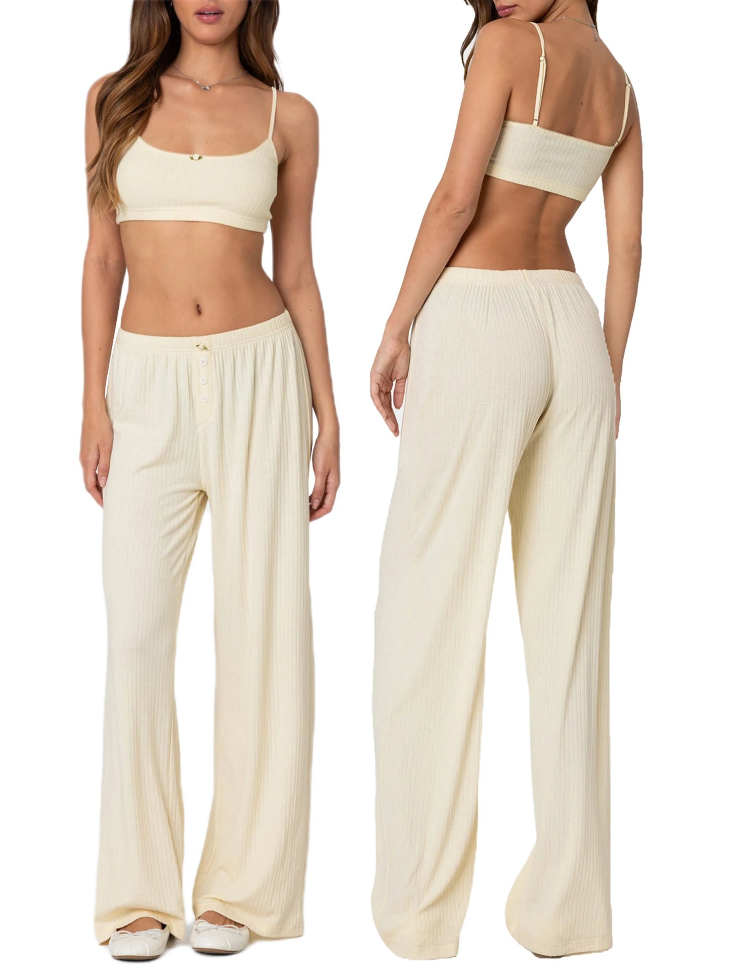 Elegant Floral Print Sleeveless Top and High Waisted Trousers Set Stylish 2-Piece Summer Outfit for Women