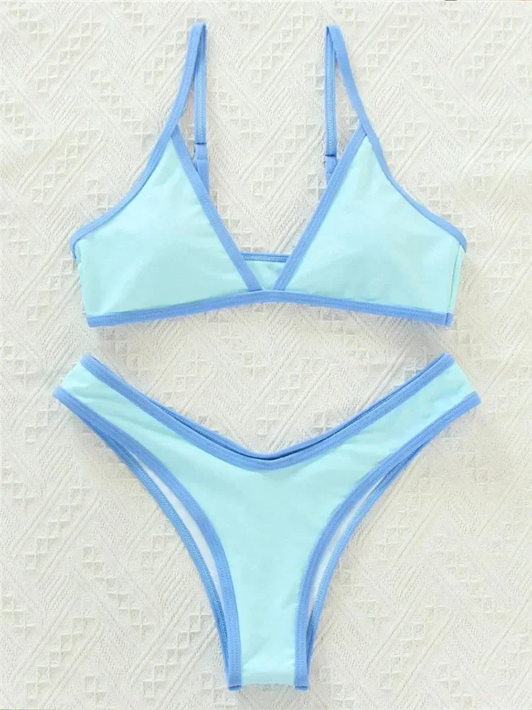 Sexy Bikini 2025 Swimsuit Women Swimwear Beachwear Female Bathing Suit Patchwork Basic Bikini set 2 piece Push-up Swim Suits