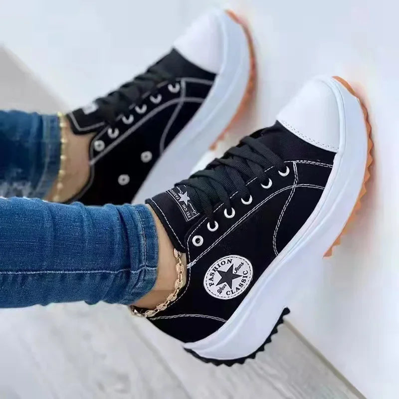 Spring New Low-Top Women's Canvas Shoes Thick Sole Plus Size Women's Shoes Comfortable Breathable Slip-On Casual Shoes