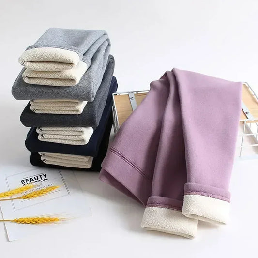 Girls Leggings Boneless Fleece Thickened Autumn Winter Fleece Pants Children's Leggings Winter Solid Color Trousers Outer Wear