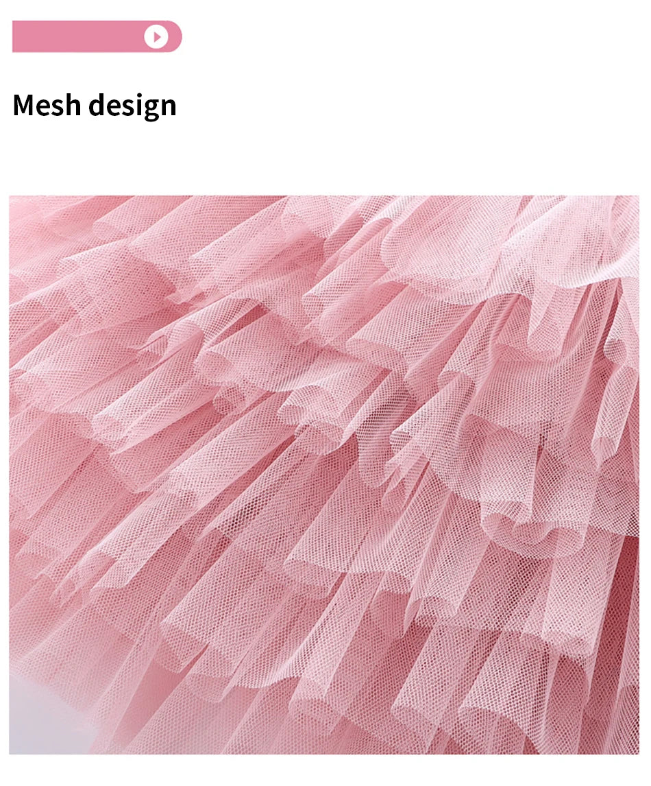 Girls 6-Layer Tulle Skirt Layered Tutu Skirt with Elastic Waist for Casual Party Wear Childrens Fashion Kids Girl Summer Dress
