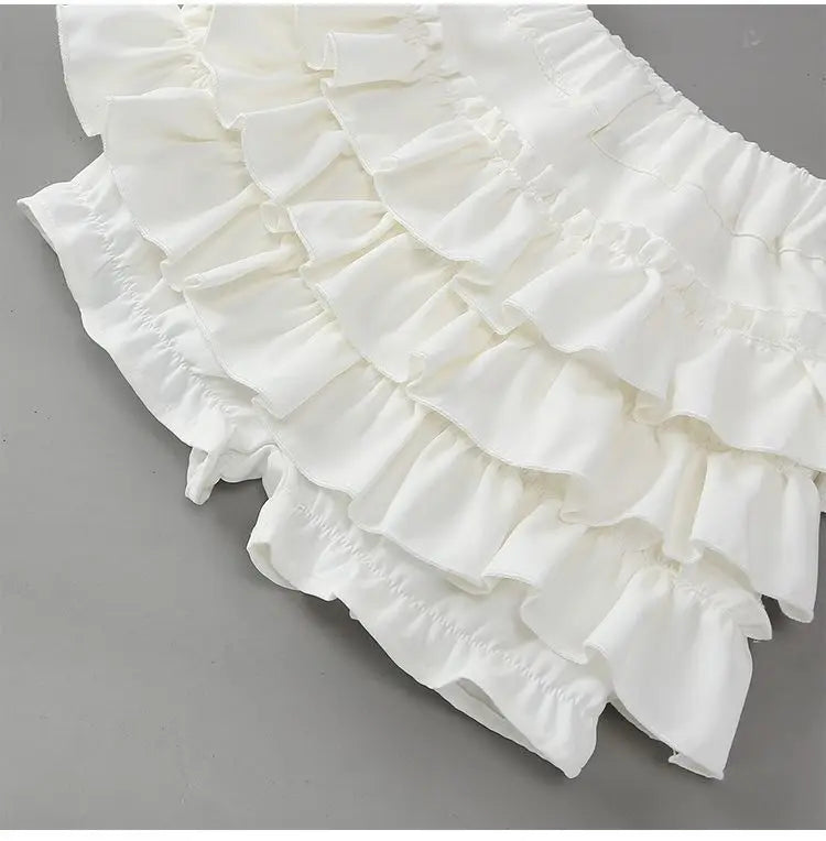 Summer Baby Girls Cake Skirts Solid Elastic Waist Children Girl Pleated Skirts High Quality Preppy Style Junior Girl Dance Skirt