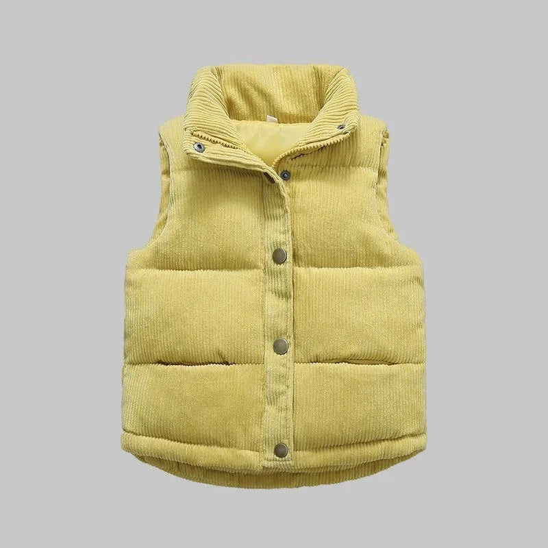 Autumn Winter Boys Girls Cotton Vest Jacket Solid Thick Corduroy Waistcoat For 2-10 Years Kids Birthday Present Child Outwear