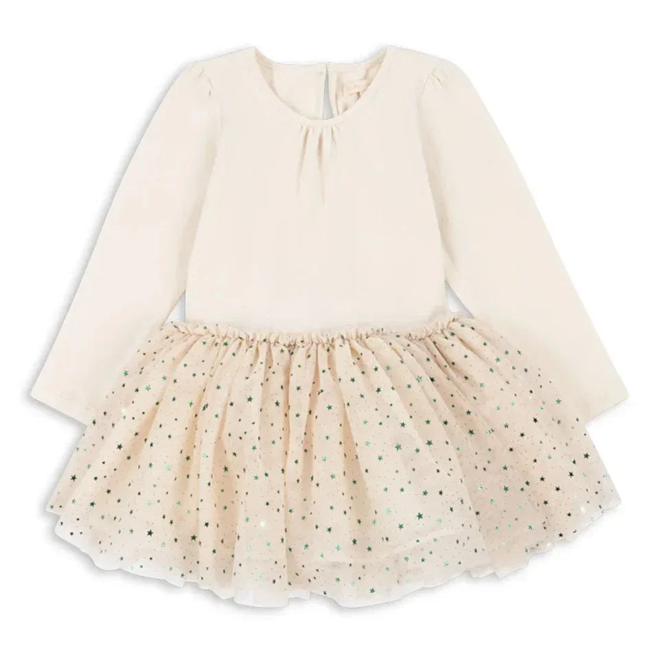 2024 KS Baby Girls Star Sequins Dress Kids Clothes Girls Mesh Princess Dresses Children Casual Skirts Christmas Party Vestidos