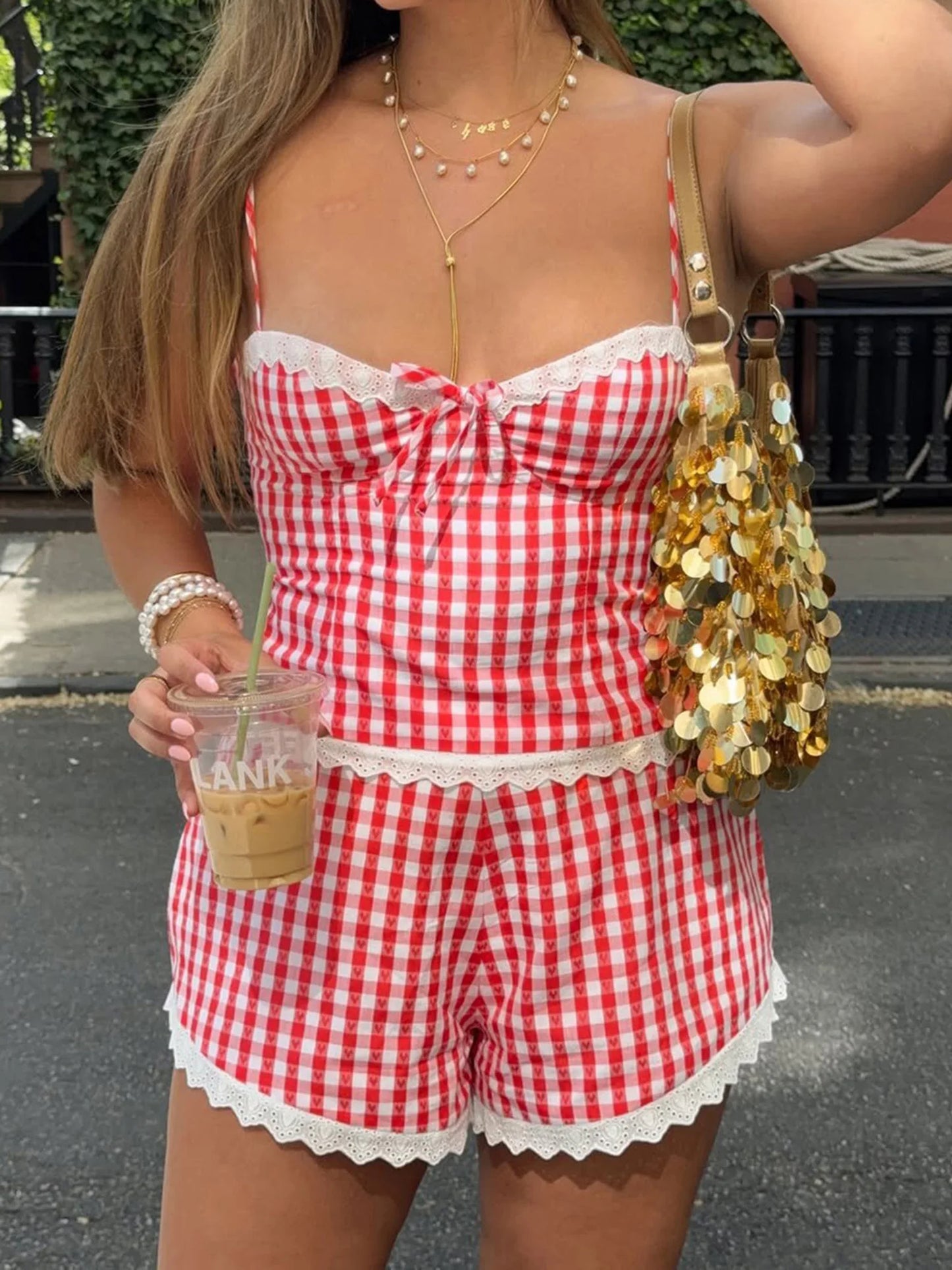 Women s 2 Piece Pajama Set with Floral Prints and Ruffle Details Sleeveless Top and Elastic Waist Shorts for Cozy Loungewear