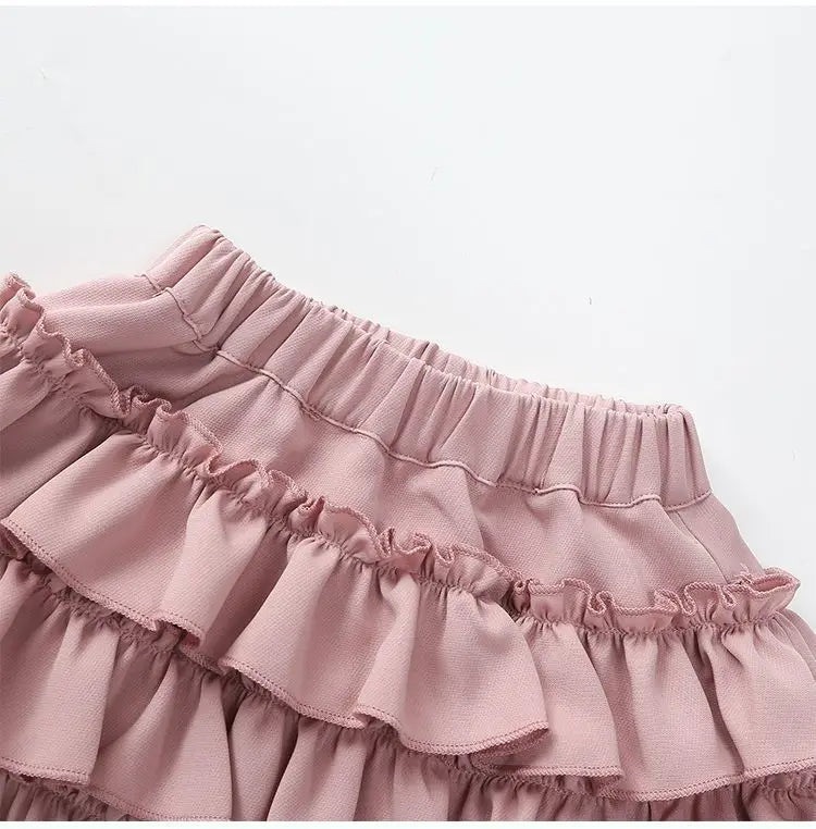 Summer Baby Girls Cake Skirts Solid Elastic Waist Children Girl Pleated Skirts High Quality Preppy Style Junior Girl Dance Skirt