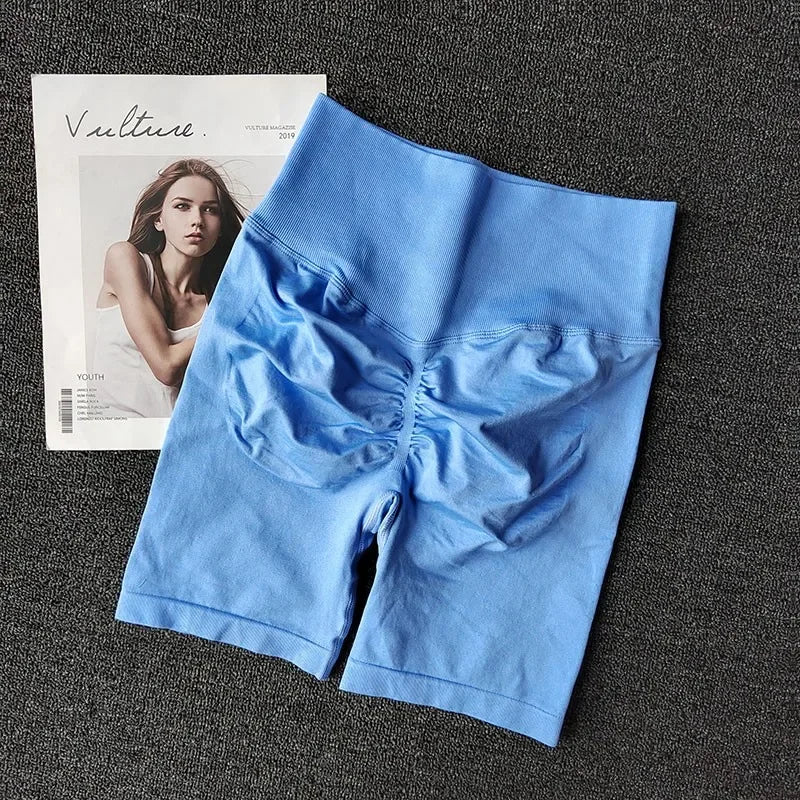 Summer Women's Yoga Shorts High Waist Fitness Workout Shorts  Sexy Booty Sport Shorts Soft Gym Shorts Running Cycling Shorts