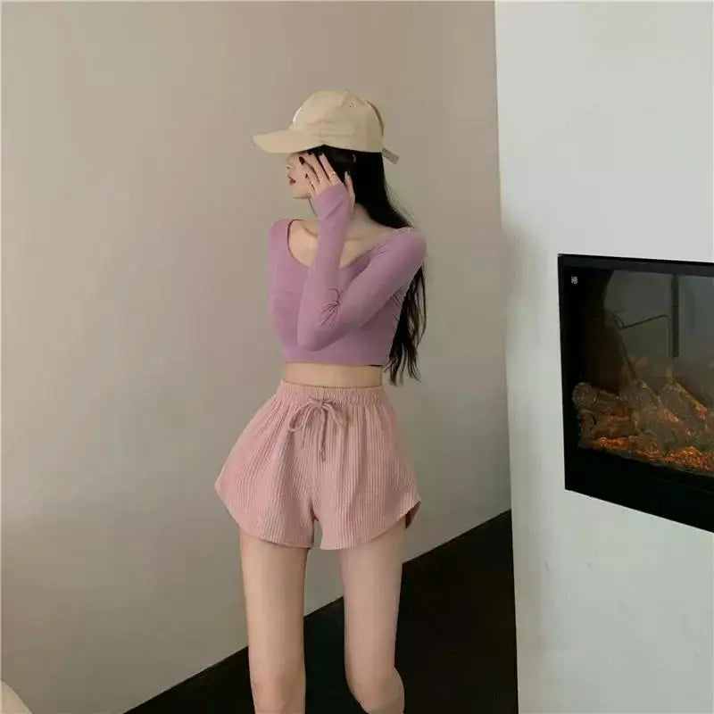 Women Gym Fitness Running Shorts Women's Summer Thin Style Loose Casual Large Size Wide Leg High Waist A-word Sports Hot Pants