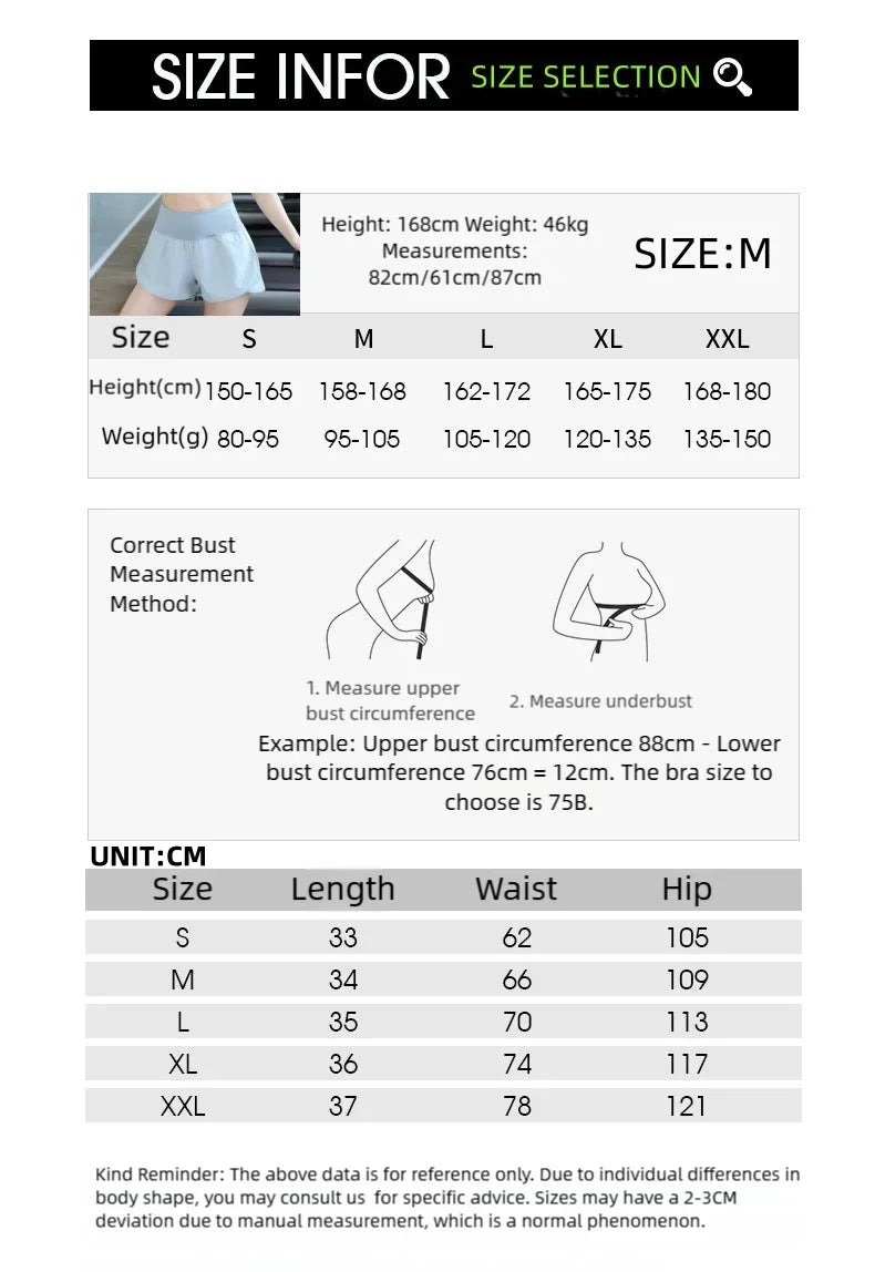 Women Yoga Shorts High Waist Double Layer Running Gym Shorts With Pocket Summer Sportswear Fitness Clothes Jogger Short New