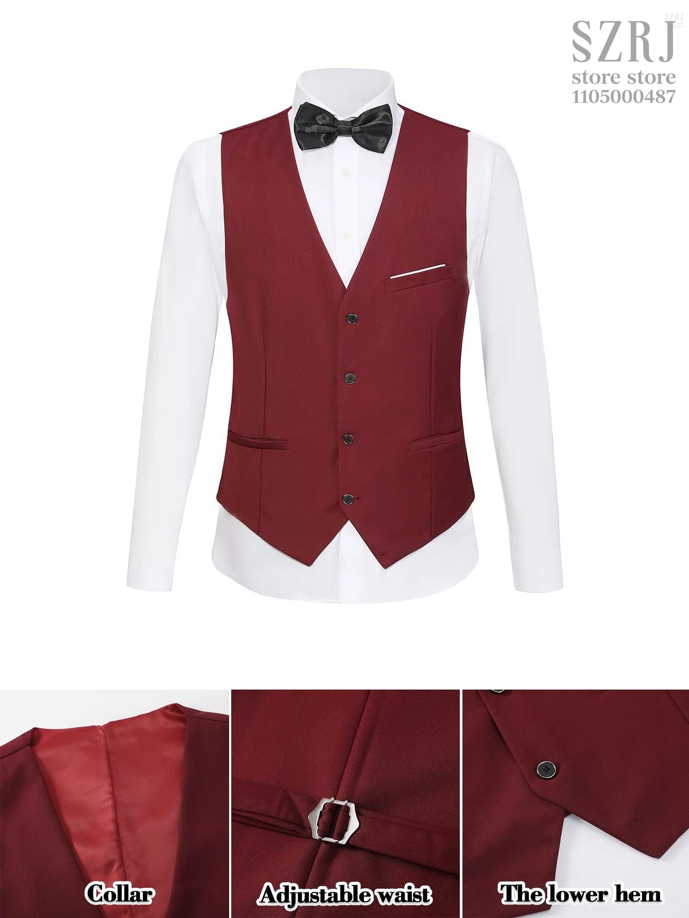 4-Piece Men's Suit: Jacket, Pants, Vest & Gold Tie. Fashionable, Concise, Multifunctional. For Business, Banquets, Weddings.