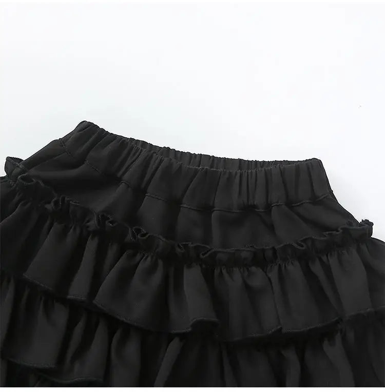 Summer Baby Girls Cake Skirts Solid Elastic Waist Children Girl Pleated Skirts High Quality Preppy Style Junior Girl Dance Skirt