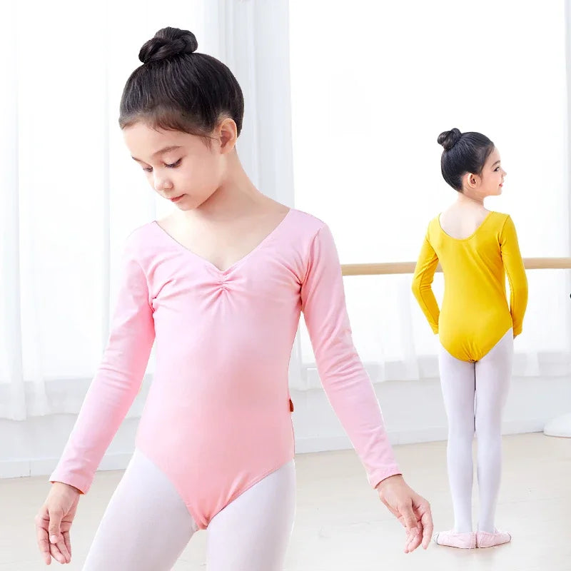 Girls Ballet Leotards Professional Gymnastics Leotard Dance Bodysuits Cotton Dance Leotards Long Sleeve Bodysuit for Dancing