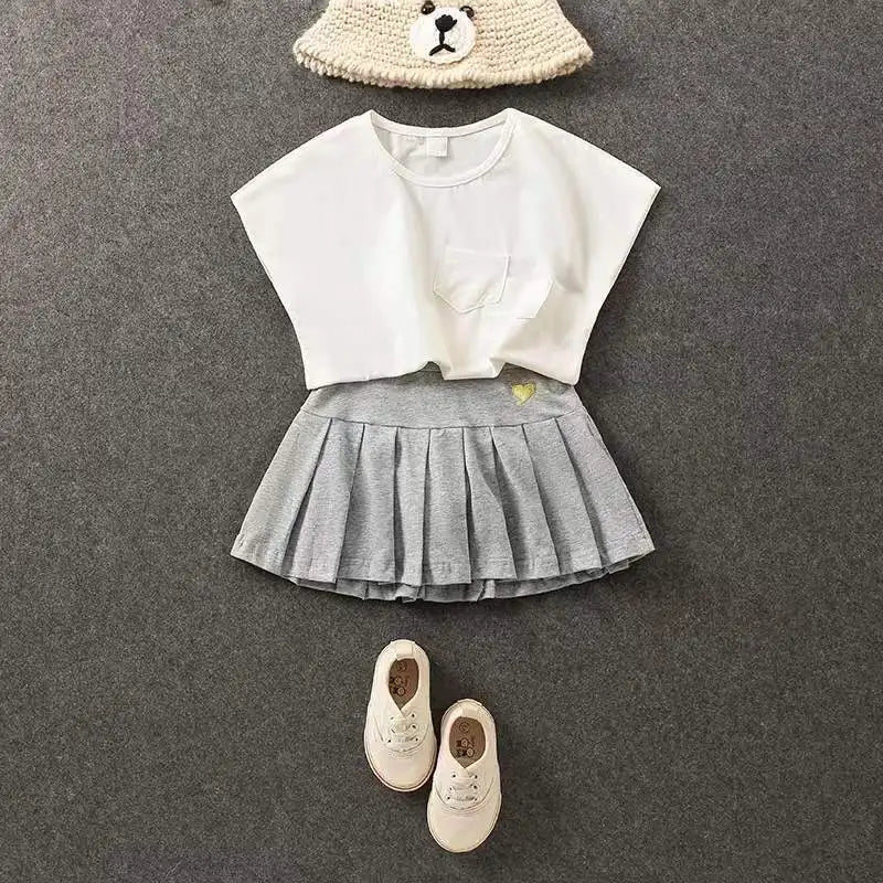 Girls' New All-Match Pleated Culottes Medium And Small Children'S Summer Skirt With Inner Safety Pants Student Uniform Skirts