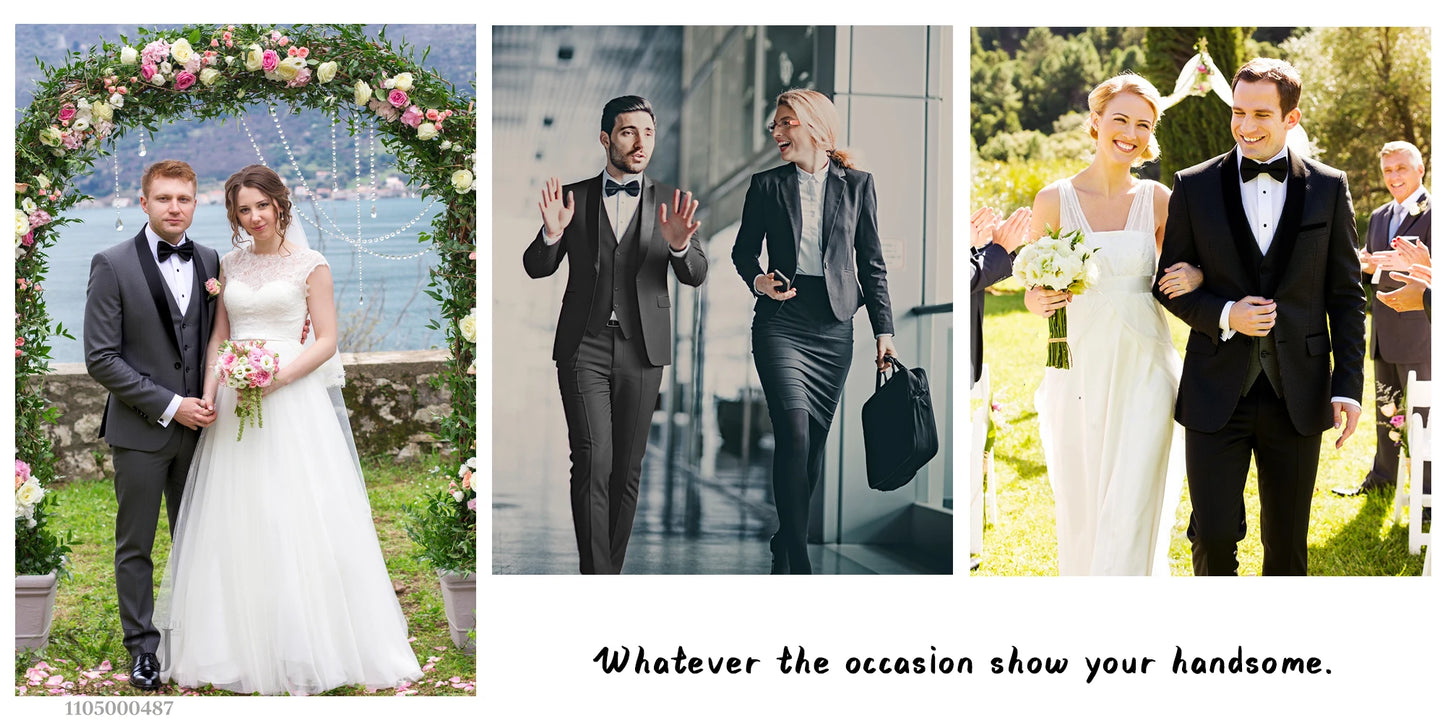 4-Piece Men's Suit: Jacket, Pants, Vest & Gold Tie. Fashionable, Concise, Multifunctional. For Business, Banquets, Weddings.
