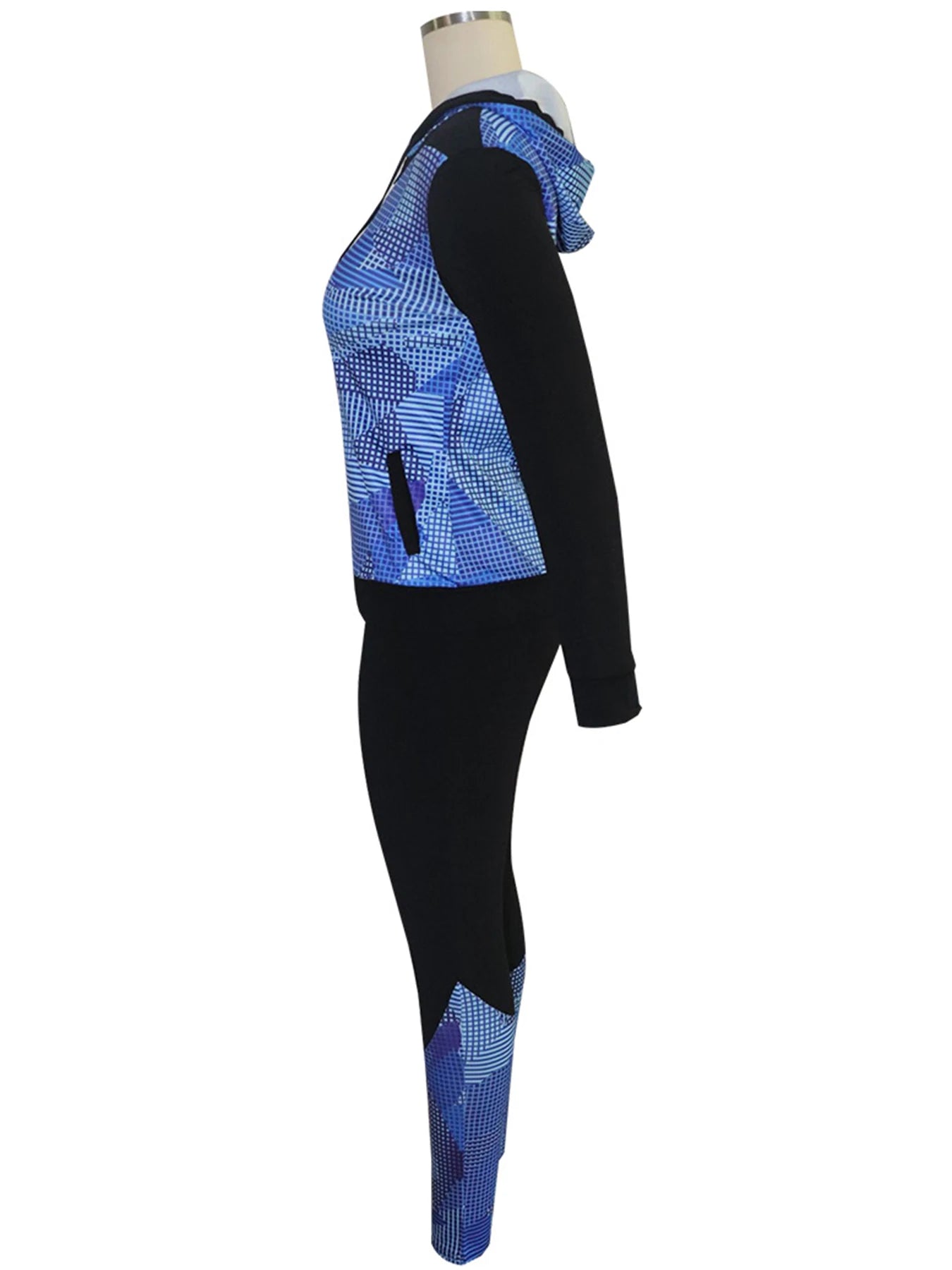 casual 2 piece outfit for women digital print long sleeve jacket and pants set