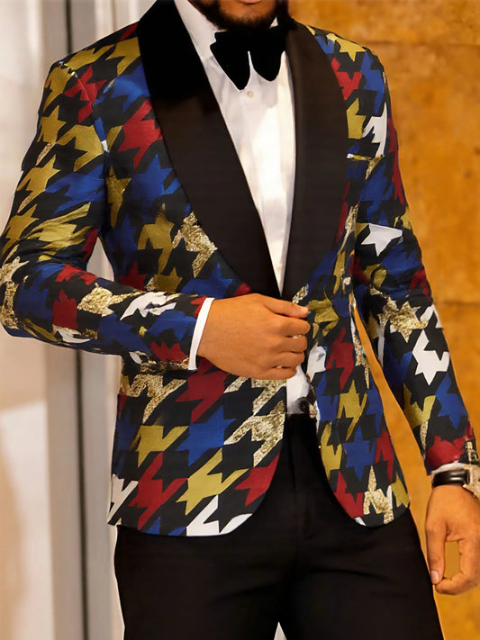 Men's Sport Coats & Blazers Flower Suit Jacket 1 Button Paisley Tuxedo Mardi Gras Carnival Parade Gift