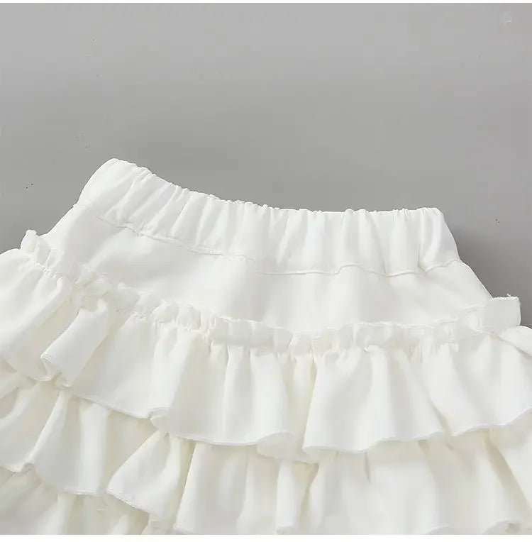 Summer Baby Girls Cake Skirts Solid Elastic Waist Children Girl Pleated Skirts High Quality Preppy Style Junior Girl Dance Skirt