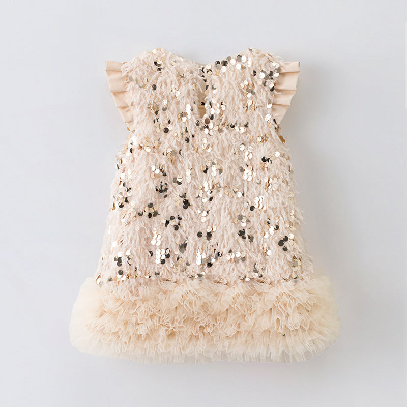 Baby Girls TUTU Dress Kids Children Vest Dress Bow Sequins Sleeveless Casual Dresses Spring Autumn Clothes 2-6 Years  L392/L429