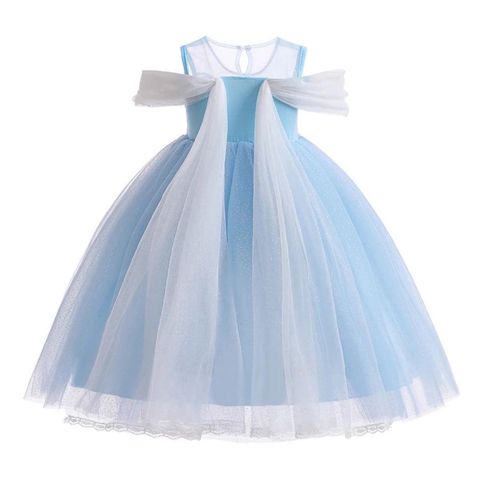 Elsa Summer Princess Dress Girls Cosplay Masquerade Party Vestidos Kids Birthday Clothes Children Carnival Halloween Gown