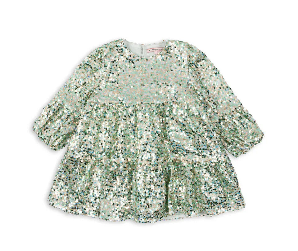 2024 KS Baby Girls Star Sequins Dress Kids Clothes Girls Mesh Princess Dresses Children Casual Skirts Christmas Party Vestidos