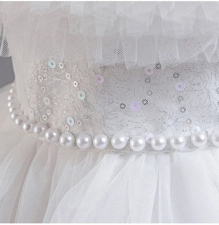 Fashion Solid Color Girl Evening Gown Lace Mesh Sleeveless Party Dress for Kids Girl Summer Children Girls Party Dress 3-12Years