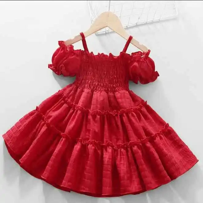 2025 New Girl's Dress with Embroidered Sleeves and Splicing Cake Skirt for Baby Girls 2 and 6 Years Old, Fashionable and Stylish