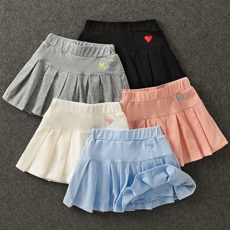 Girls' New All-Match Pleated Culottes Medium And Small Children'S Summer Skirt With Inner Safety Pants Student Uniform Skirts