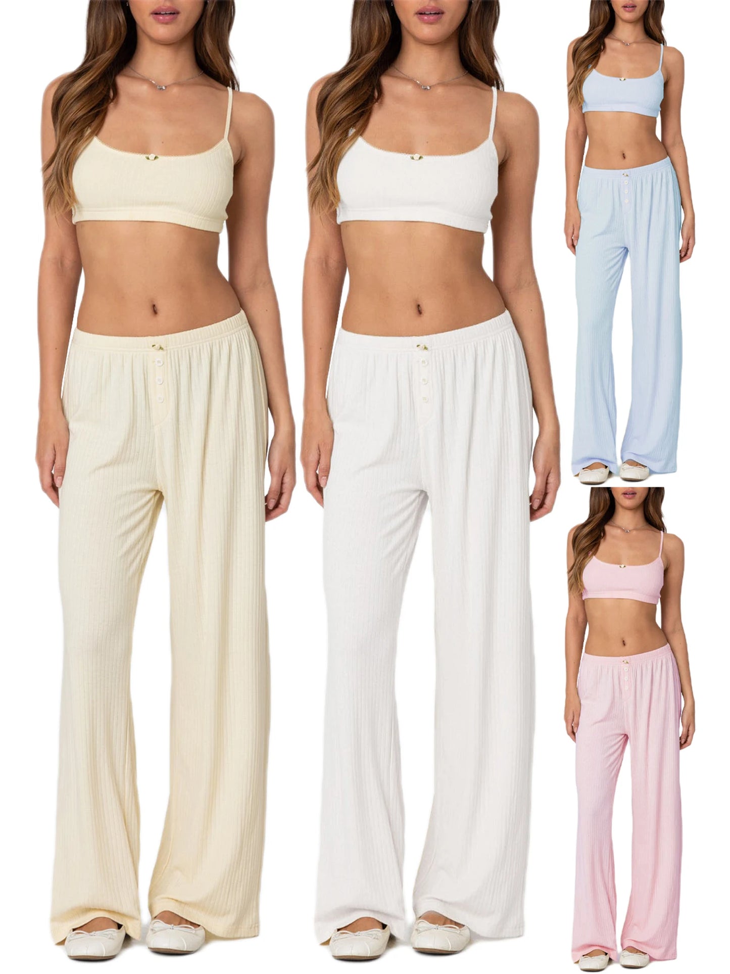 Elegant Floral Print Sleeveless Top and High Waisted Trousers Set Stylish 2-Piece Summer Outfit for Women