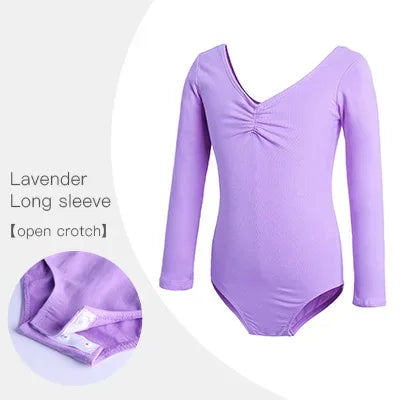 Girls Ballet Leotards Professional Gymnastics Leotard Dance Bodysuits Cotton Dance Leotards Long Sleeve Bodysuit for Dancing