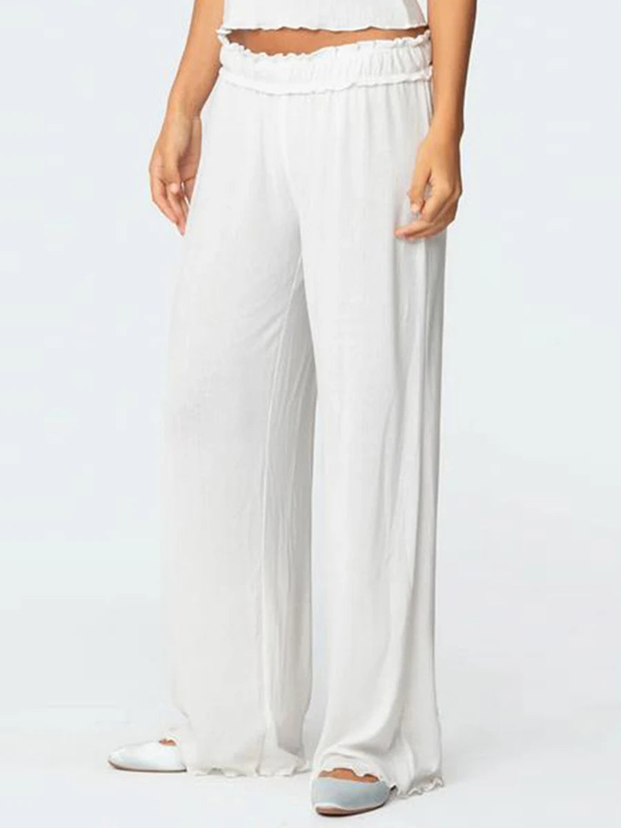 Women s 2-Piece Pajama Set with Lace Trim Square Neck Cami Top and Long Pants Cute Bow Detail Lounge Outfit