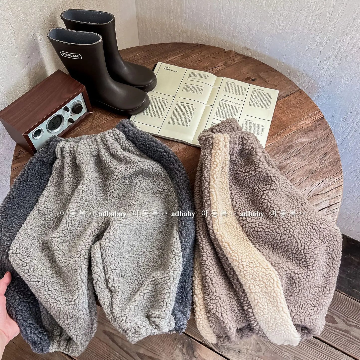 2025 Winter New Children Warm Trousers Baby Loose Lamb Fleece Pants Toddler Girls Casual Pants Solid Baby Boys Harem Pants