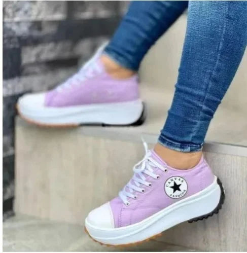 Spring New Low-Top Women's Canvas Shoes Thick Sole Plus Size Women's Shoes Comfortable Breathable Slip-On Casual Shoes
