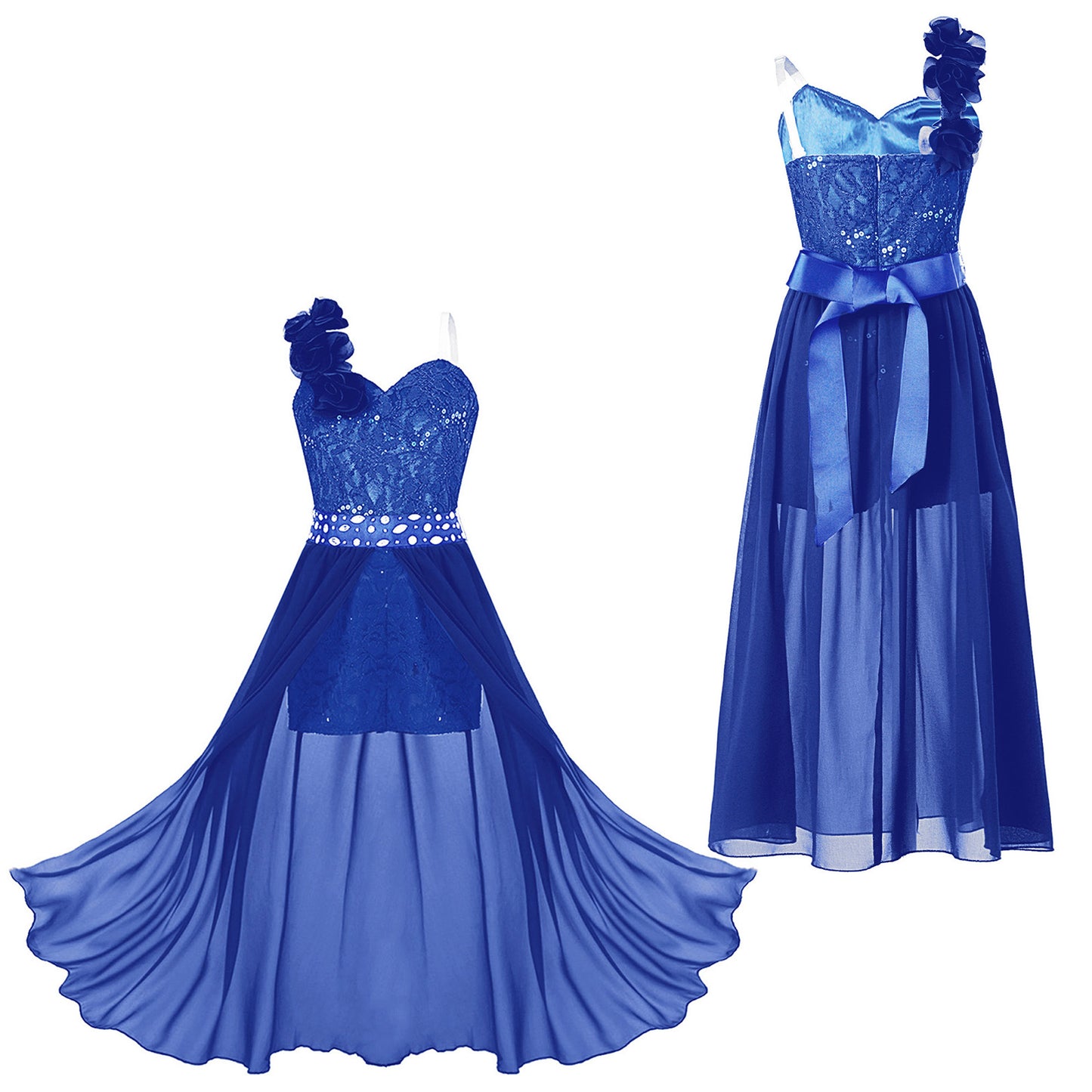 Children's Girls Maxi Romper Dress Sleeveless Floral Lace Rhinestone vestidos Kids Performance Dance Dress Girls Summer Dress