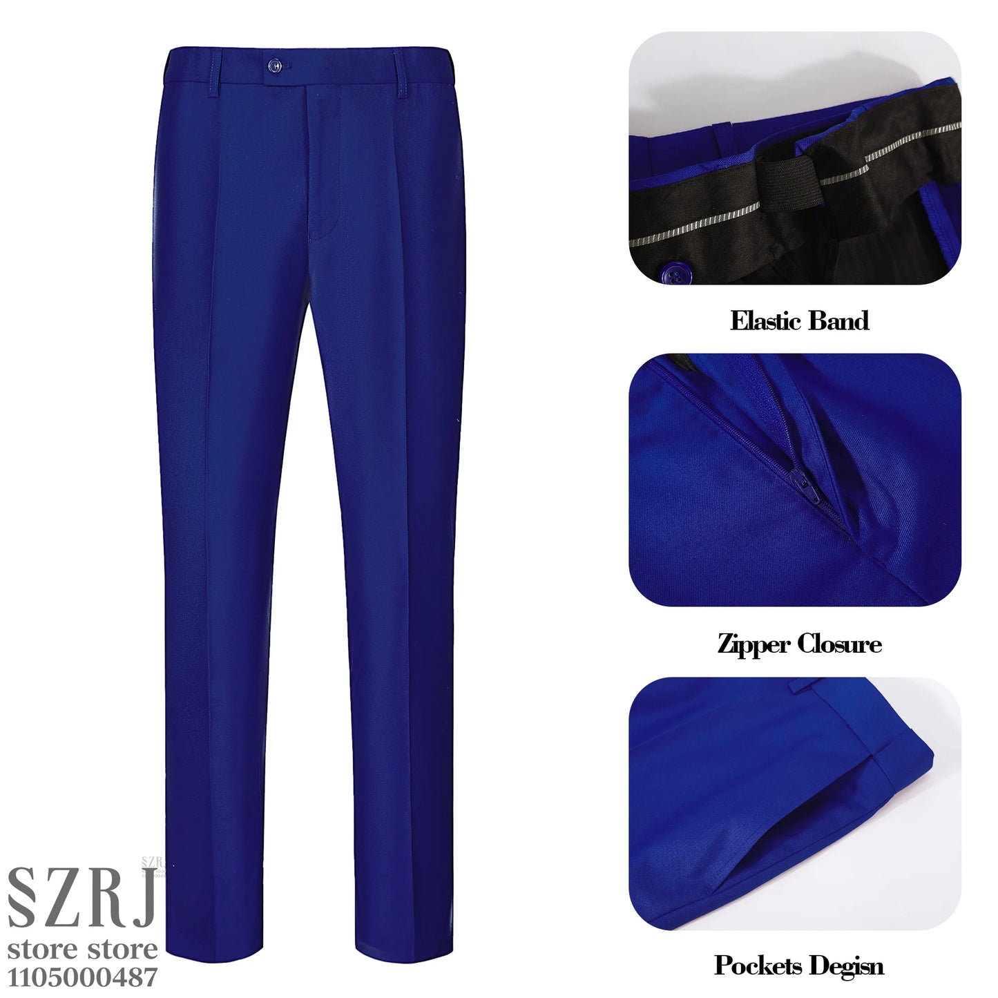 Men's 4-Piece Suit: Jacket+Vest+Pants+golden Tie. V-Neck, Gentleman Style, Premium, Tailored. For Business, Parties, Weddings.